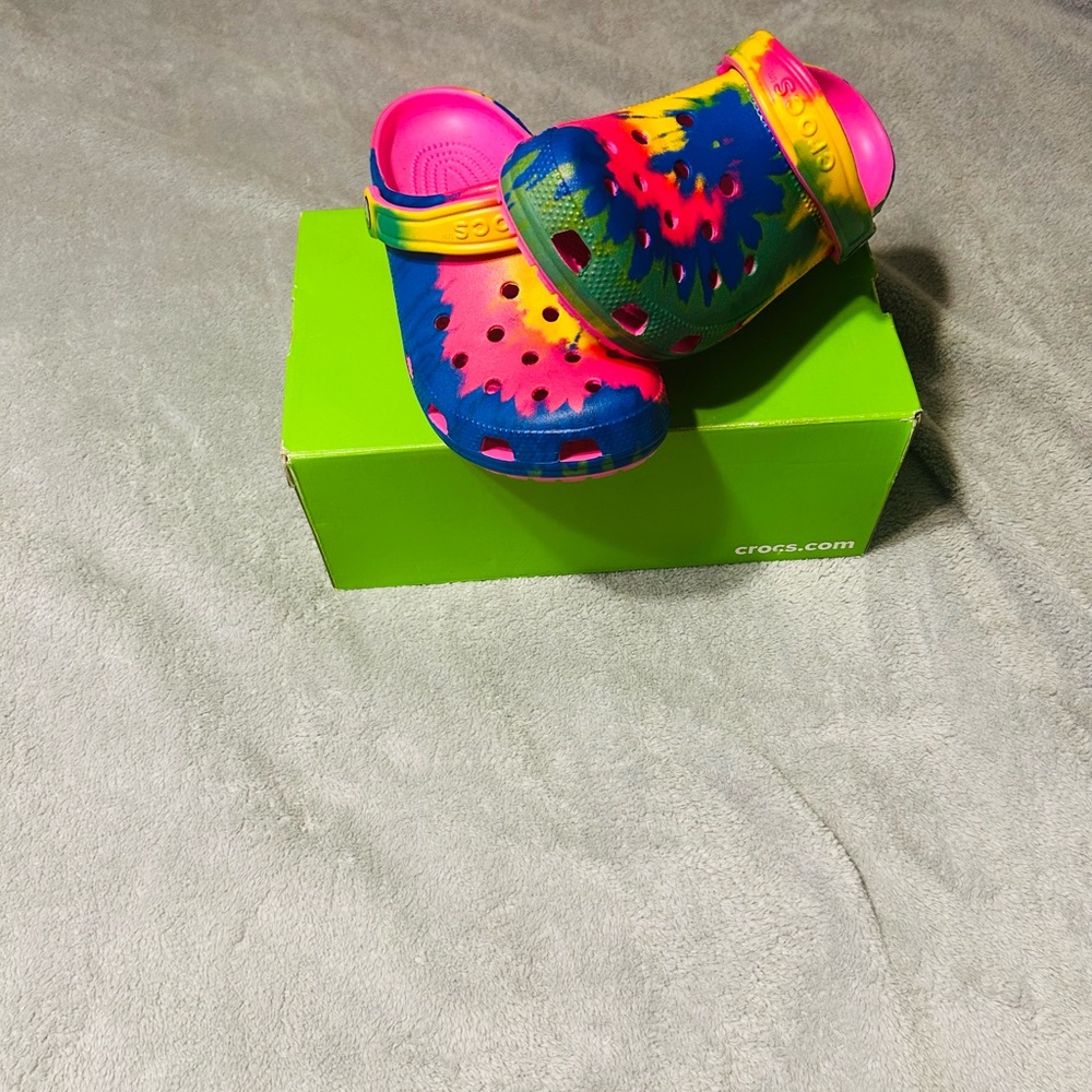 CROCS Tie-Dye Sandals - Pink, Blue, Yellow